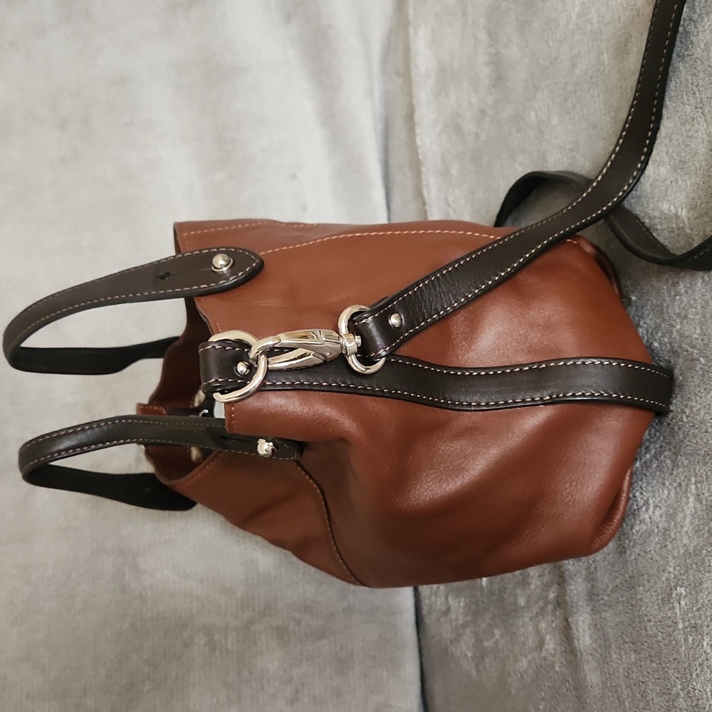 Gianni Conti Brown Italian Leather Convertible Crossbody Bag Hobo Satchel - Picture 3 of 17